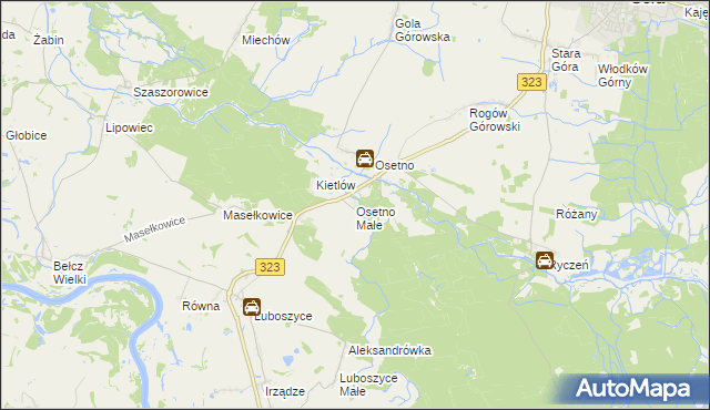 mapa Osetno Małe, Osetno Małe na mapie Targeo