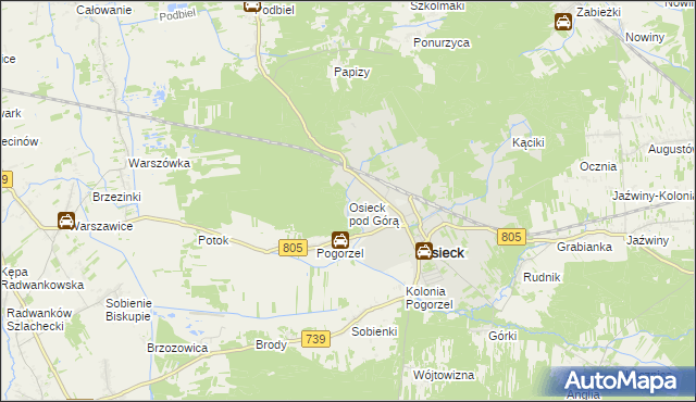 mapa Osieck pod Górą, Osieck pod Górą na mapie Targeo