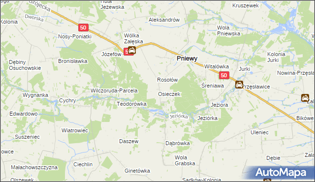 mapa Osieczek gmina Pniewy, Osieczek gmina Pniewy na mapie Targeo