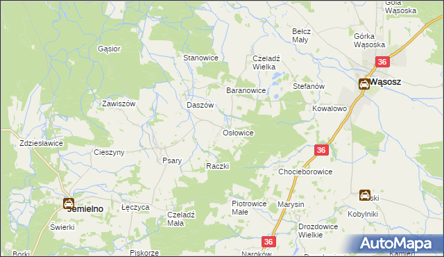 mapa Osłowice, Osłowice na mapie Targeo