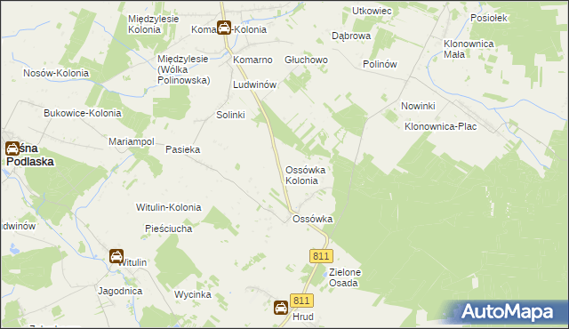 mapa Ossówka Kolonia, Ossówka Kolonia na mapie Targeo