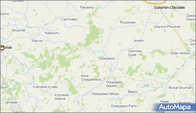 mapa Ostaszewo gmina Sońsk, Ostaszewo gmina Sońsk na mapie Targeo