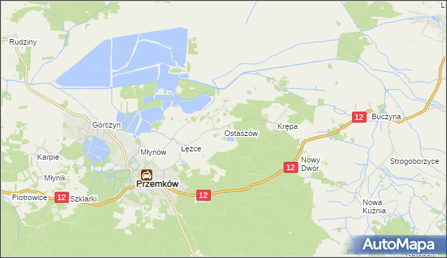 mapa Ostaszów, Ostaszów na mapie Targeo