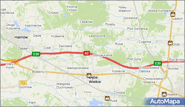 mapa Ostrów-Kania, Ostrów-Kania na mapie Targeo