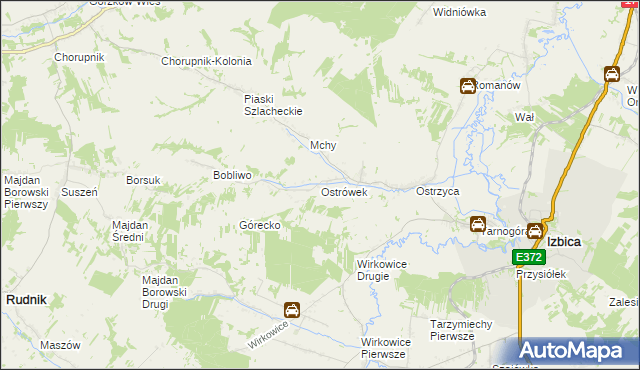 mapa Ostrówek gmina Izbica, Ostrówek gmina Izbica na mapie Targeo