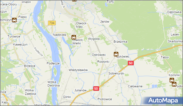 mapa Ostrówiec gmina Karczew, Ostrówiec gmina Karczew na mapie Targeo