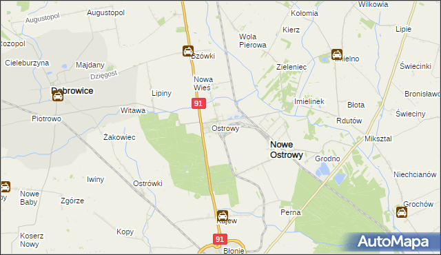 mapa Ostrowy-Cukrownia, Ostrowy-Cukrownia na mapie Targeo