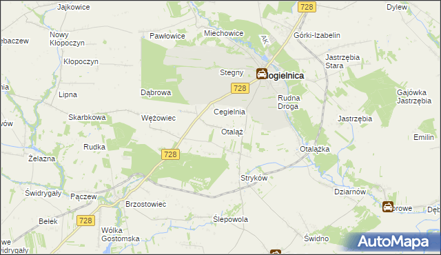 mapa Otaląż gmina Mogielnica, Otaląż gmina Mogielnica na mapie Targeo