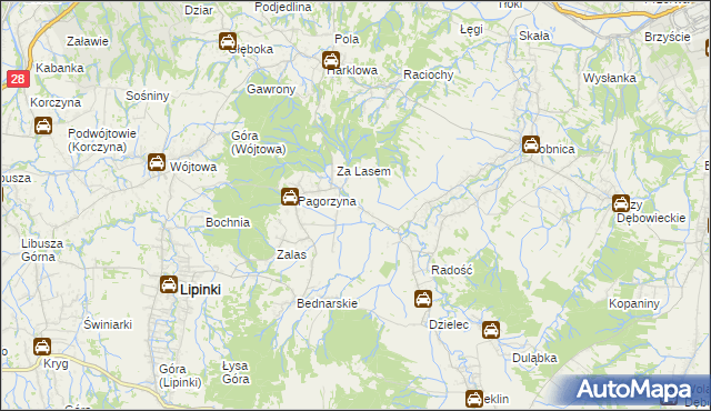 mapa Pagórek gmina Dębowiec, Pagórek gmina Dębowiec na mapie Targeo