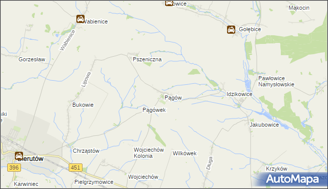 mapa Pągów gmina Wilków, Pągów gmina Wilków na mapie Targeo