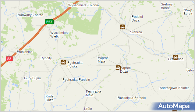 mapa Paproć Mała, Paproć Mała na mapie Targeo