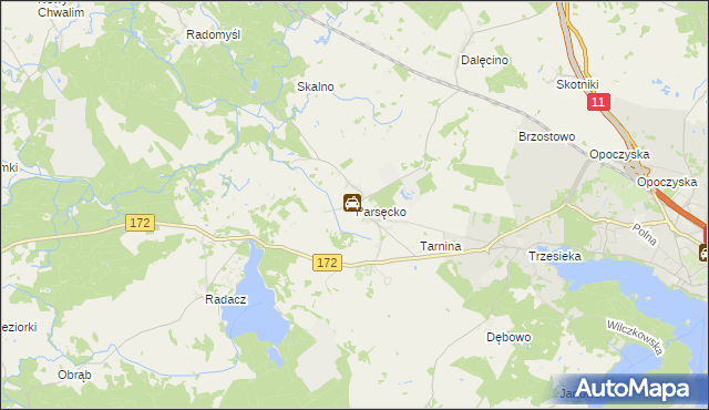 mapa Parsęcko, Parsęcko na mapie Targeo