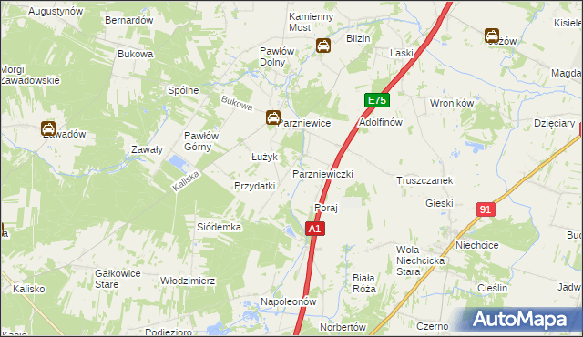 mapa Parzniewiczki, Parzniewiczki na mapie Targeo