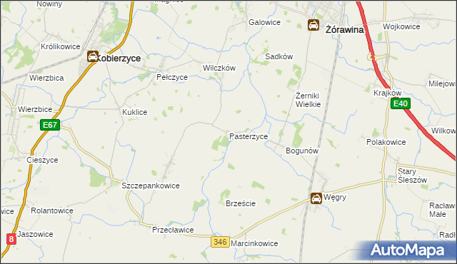 mapa Pasterzyce, Pasterzyce na mapie Targeo