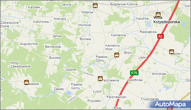 mapa Pawłów Dolny, Pawłów Dolny na mapie Targeo