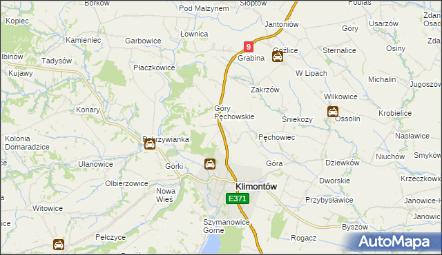 mapa Pęchów, Pęchów na mapie Targeo