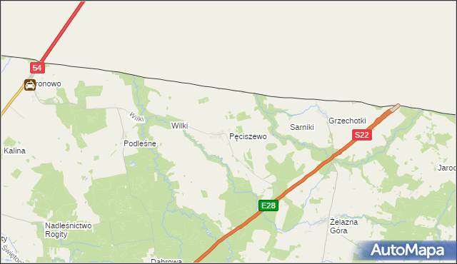 mapa Pęciszewo, Pęciszewo na mapie Targeo