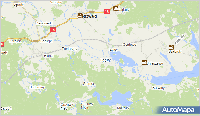 mapa Pęglity, Pęglity na mapie Targeo