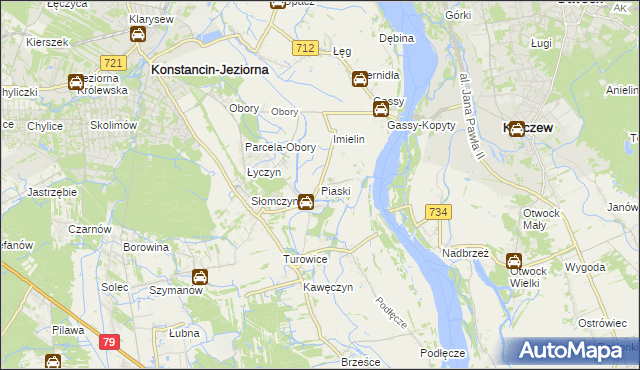 mapa Piaski gmina Konstancin-Jeziorna, Piaski gmina Konstancin-Jeziorna na mapie Targeo
