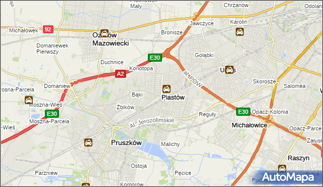 mapa Piastów powiat pruszkowski, Piastów powiat pruszkowski na mapie Targeo