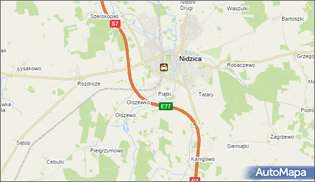 mapa Piątki gmina Nidzica, Piątki gmina Nidzica na mapie Targeo