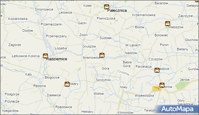 mapa Pieczonogi gmina Pałecznica, Pieczonogi gmina Pałecznica na mapie Targeo