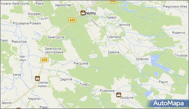 mapa Pieczyska Leśniczówka, Pieczyska Leśniczówka na mapie Targeo