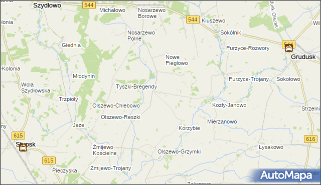 mapa Piegłowo-Kolonia, Piegłowo-Kolonia na mapie Targeo