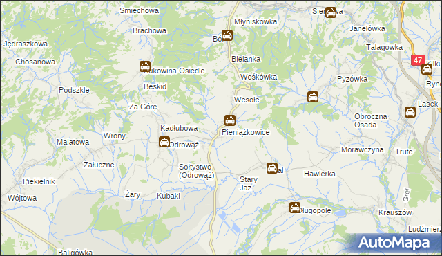 mapa Pieniążkowice, Pieniążkowice na mapie Targeo