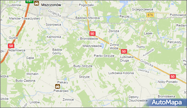 mapa Pieńki-Strzyże, Pieńki-Strzyże na mapie Targeo