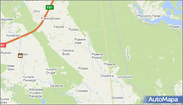 mapa Pijawne Polskie, Pijawne Polskie na mapie Targeo