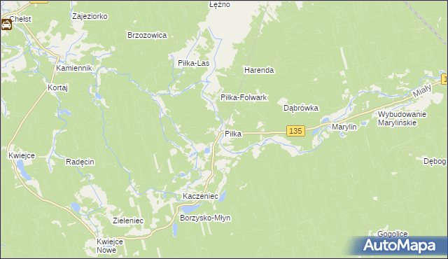 mapa Piłka gmina Drawsko, Piłka gmina Drawsko na mapie Targeo