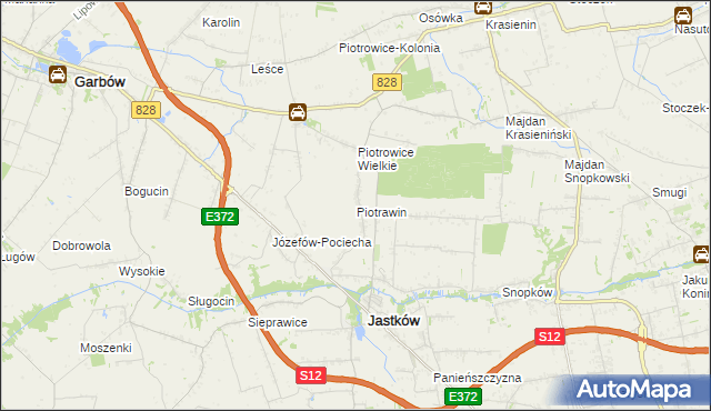 mapa Piotrawin gmina Jastków, Piotrawin gmina Jastków na mapie Targeo