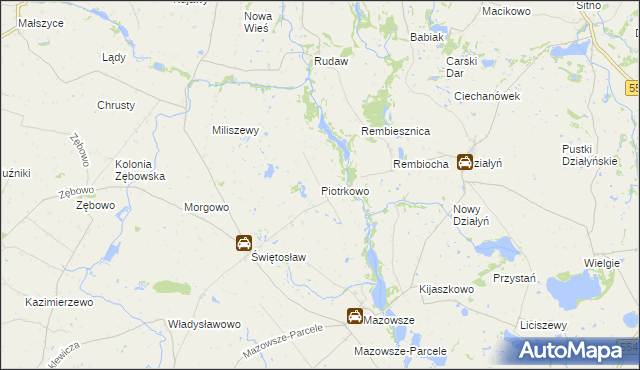 mapa Piotrkowo gmina Ciechocin, Piotrkowo gmina Ciechocin na mapie Targeo