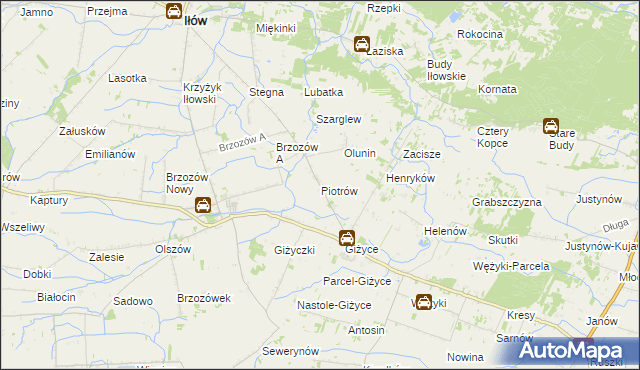 mapa Piotrów gmina Iłów, Piotrów gmina Iłów na mapie Targeo