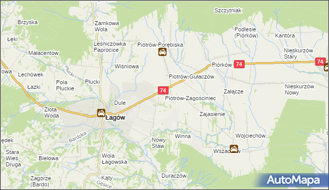 mapa Piotrów-Zagościniec, Piotrów-Zagościniec na mapie Targeo