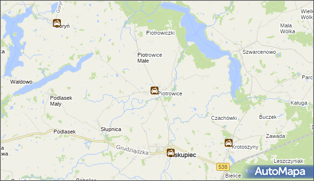 mapa Piotrowice gmina Biskupiec, Piotrowice gmina Biskupiec na mapie Targeo