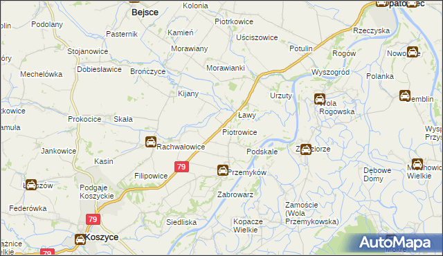 mapa Piotrowice gmina Koszyce, Piotrowice gmina Koszyce na mapie Targeo