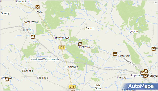 mapa Piotrowo gmina Ryczywół, Piotrowo gmina Ryczywół na mapie Targeo