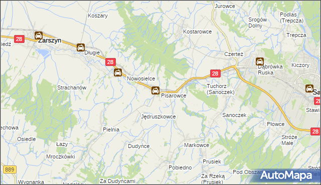 mapa Pisarowce, Pisarowce na mapie Targeo