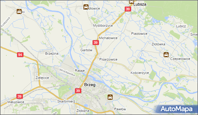 mapa Pisarzowice gmina Lubsza, Pisarzowice gmina Lubsza na mapie Targeo