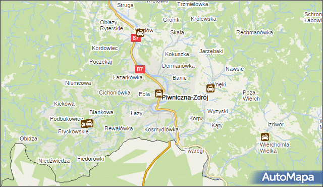 mapa Piwniczna-Zdrój, Piwniczna-Zdrój na mapie Targeo