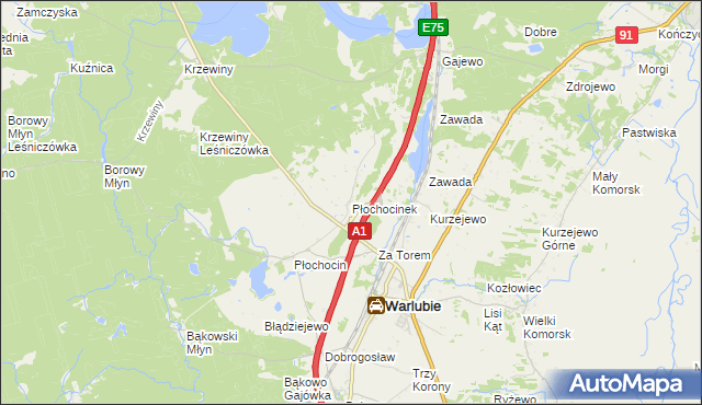 mapa Płochocinek, Płochocinek na mapie Targeo