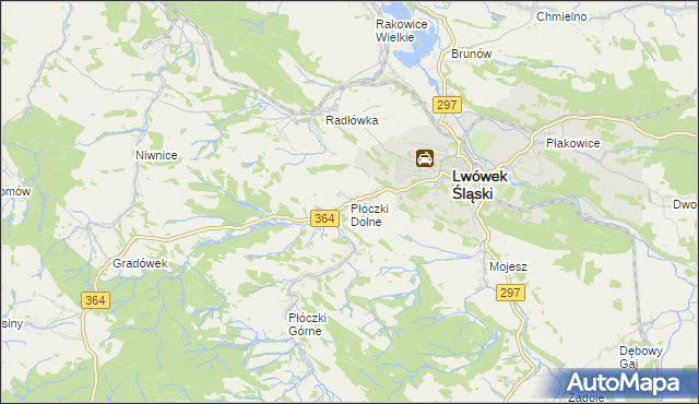 mapa Płóczki Dolne, Płóczki Dolne na mapie Targeo