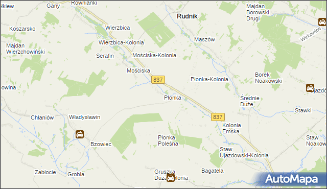 mapa Płonka gmina Rudnik, Płonka gmina Rudnik na mapie Targeo