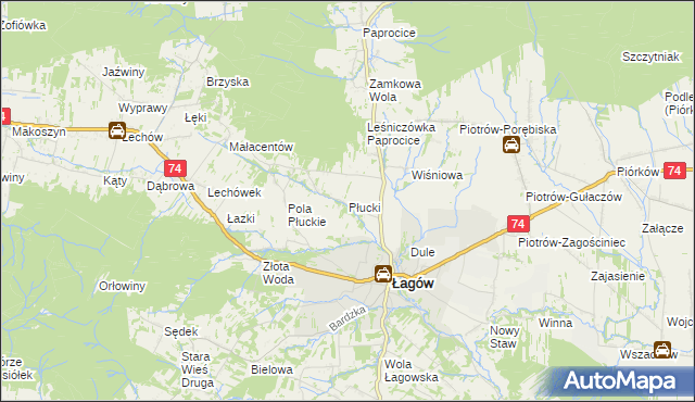 mapa Płucki, Płucki na mapie Targeo