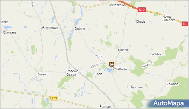 mapa Pluty gmina Szydłowo, Pluty gmina Szydłowo na mapie Targeo