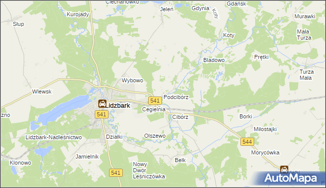 mapa Podcibórz, Podcibórz na mapie Targeo