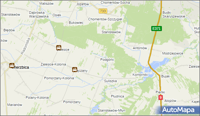 mapa Podgórki gmina Wierzbica, Podgórki gmina Wierzbica na mapie Targeo