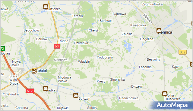 mapa Podgórzno, Podgórzno na mapie Targeo